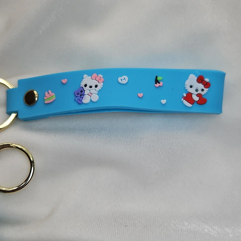 Sanrio Hello Kitty PVC Car Keychain Bag Charm NWOT Blue Wristlet